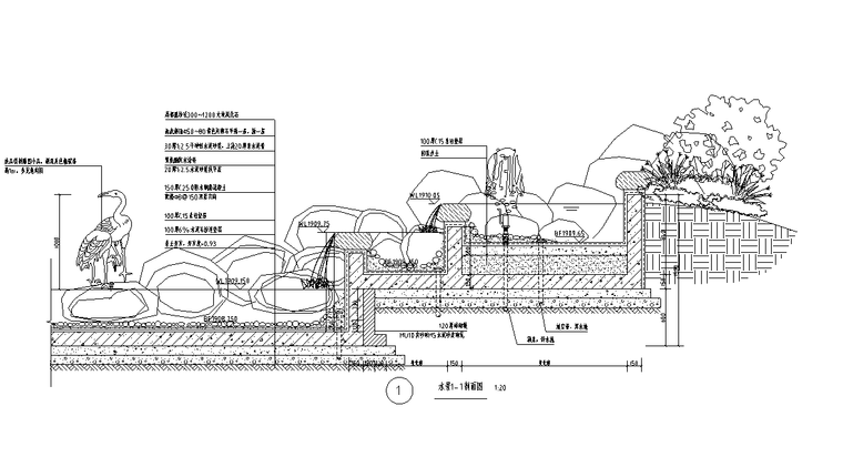 景观叠水施工方案资料下载- 景观叠水、木平台及小品详图设计