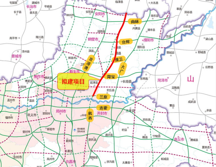 接河北省规划的清苑至魏县高速公路,向南经内黄