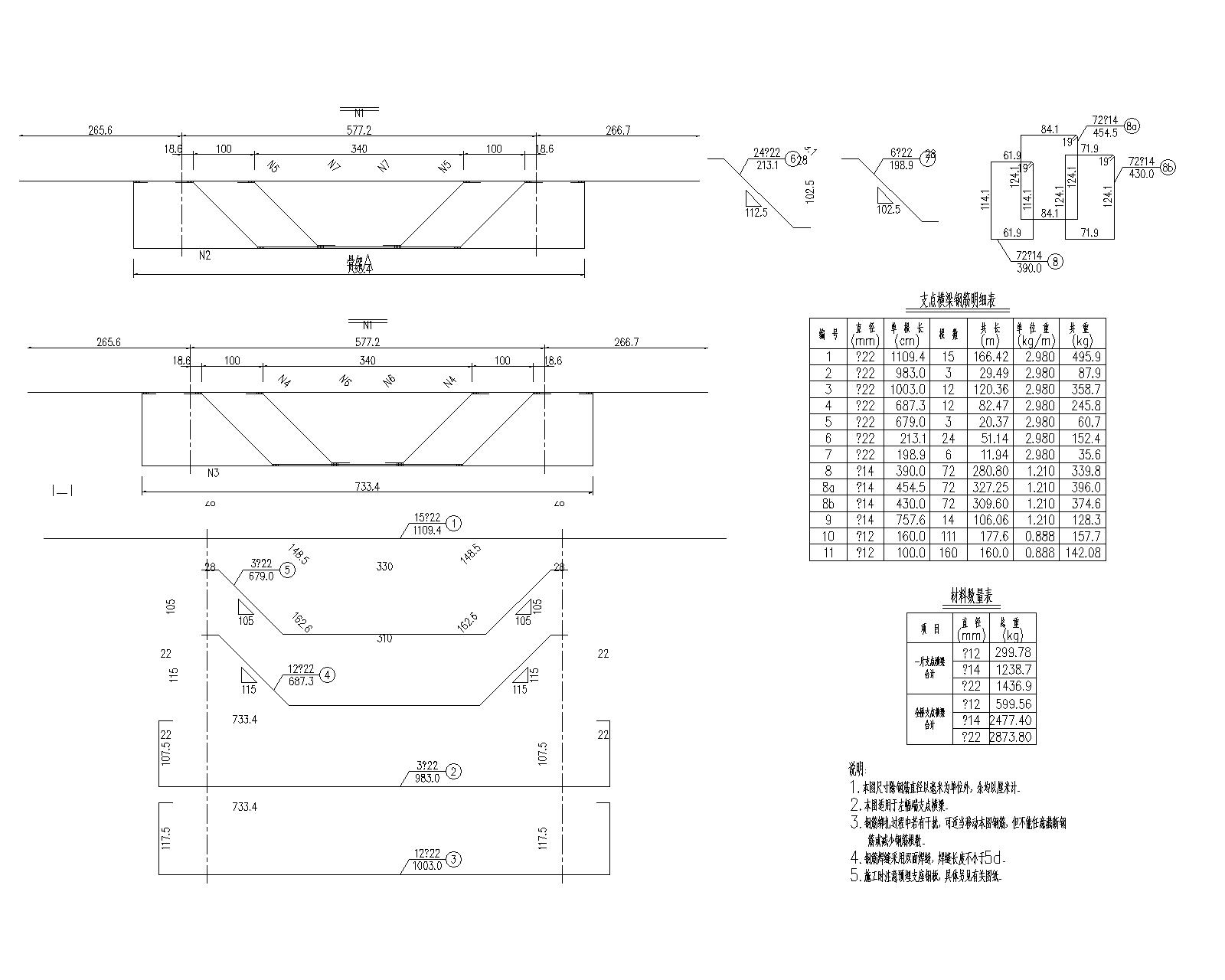 等高现浇钢筋砼连续箱梁斜交桥图纸清单标文