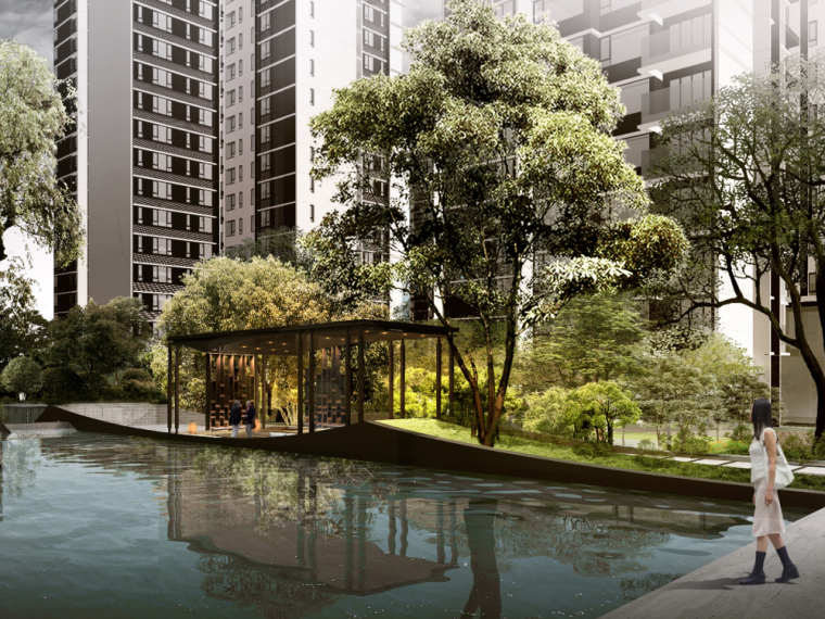 新中式高层架空层设计资料下载-中式滨江庭院住宅项目景观设计方案2019年