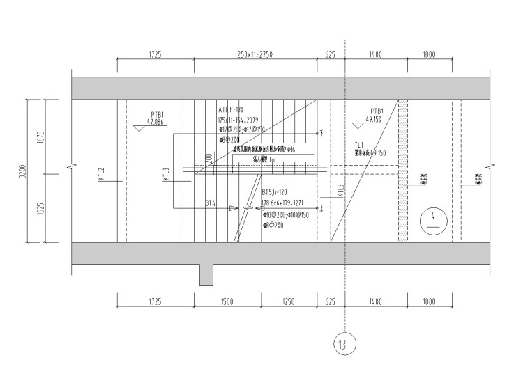 弧型楼梯CAD平面图资料下载-楼梯详图配筋图平面图剖面图2020CAD