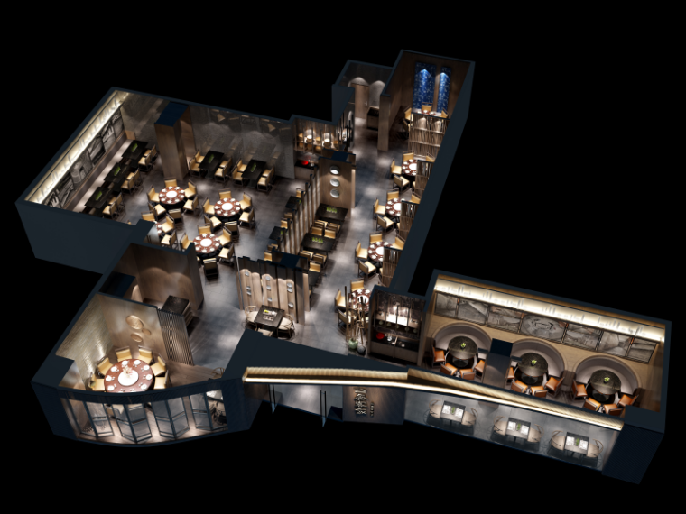 新中式餐厅设计ppt资料下载-[厦门]新中式餐厅室内设计施工图CAD+效果图