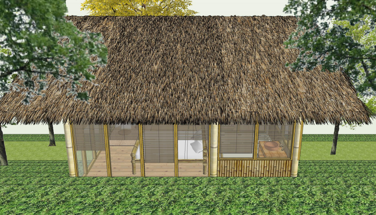 山地林间竹屋室内设计su模型skp素材