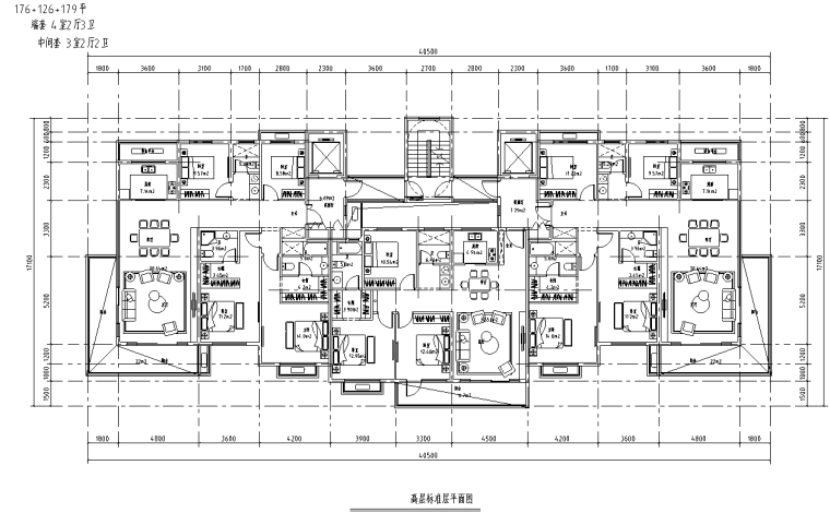 2层合院户型图资料下载-山地联排别墅高层T3户型+合院户型图2020