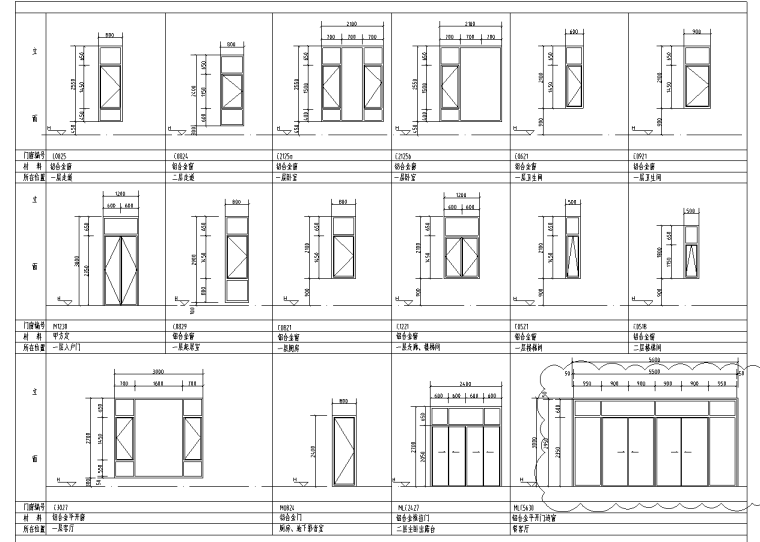 装配式住宅门窗设计资料下载-别墅住宅门窗大样详图设计-2019年