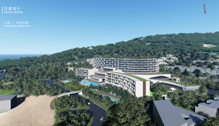 6层酒店方案概念设计资料下载-[山东]滨海别墅小区-酒店建筑建筑概念方案
