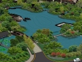生态休闲环湖住宅公园景观SU模型