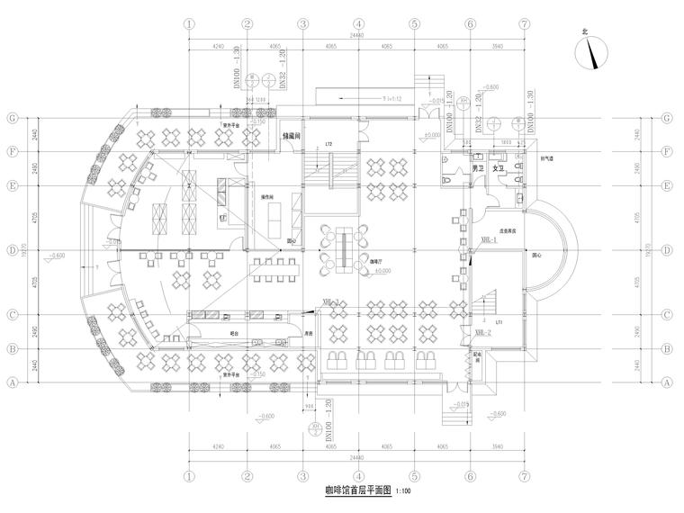 咖啡厅卫生间图资料下载-产业基地咖啡厅给排水施工图（含大样图）