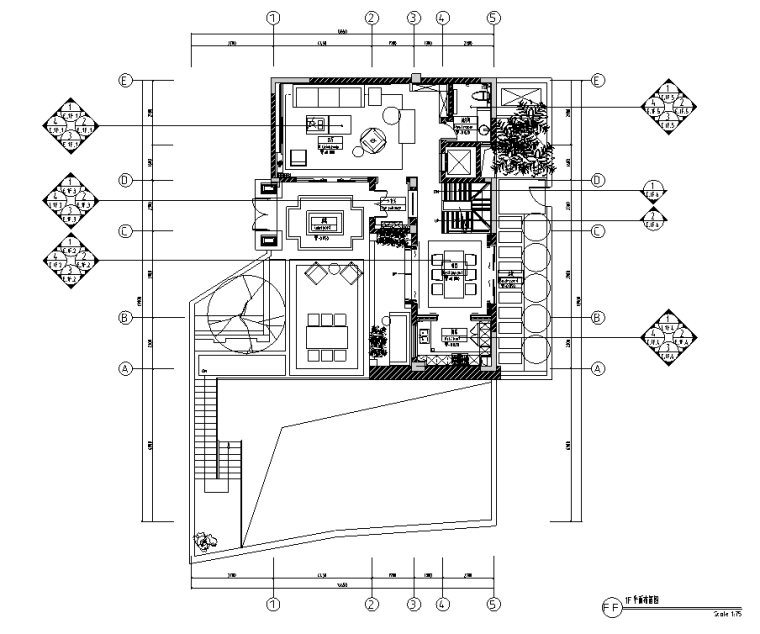 一层合院建筑施工图资料下载-[安徽]合院别墅样板间全套施工图CAD+效果图
