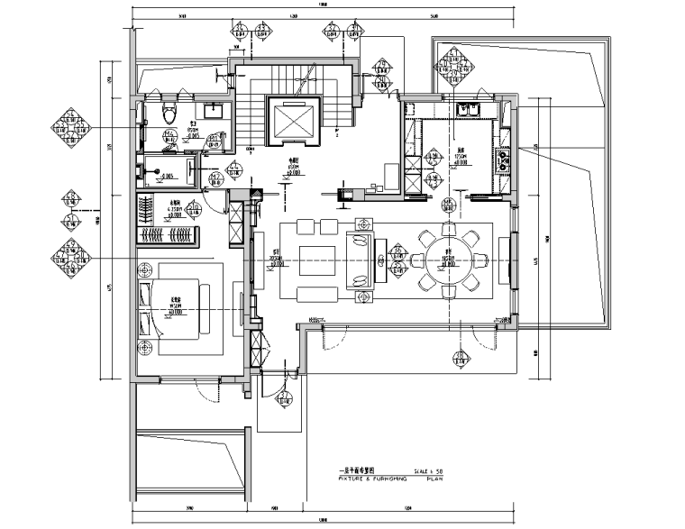 一层合院建筑施工图资料下载-[安徽]现代风合院别墅样板房施工图+物料书