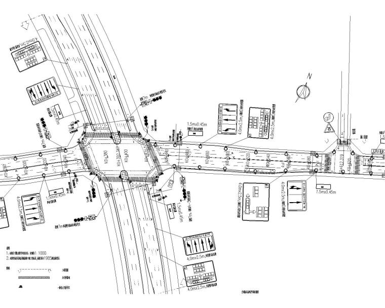 双向四车道路灯设计资料下载-双向四车道城市次干路交通工程图纸