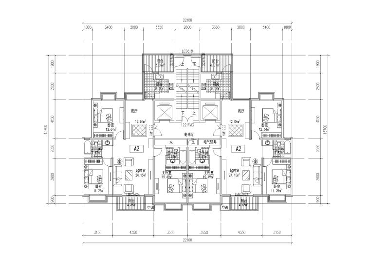 室内户型模型设计资料下载-某地产公司住宅的标准化户型模块(16个）