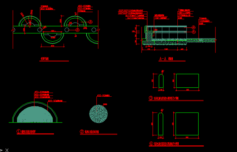 室外座椅景观cad施工图(二)
