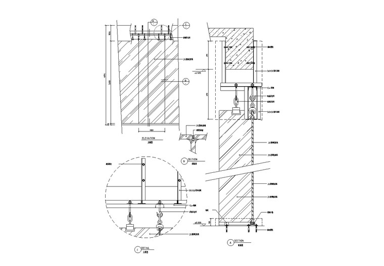 玻璃门节点详图cad资料下载-吊挂式玻璃幕墙节点详图CAD