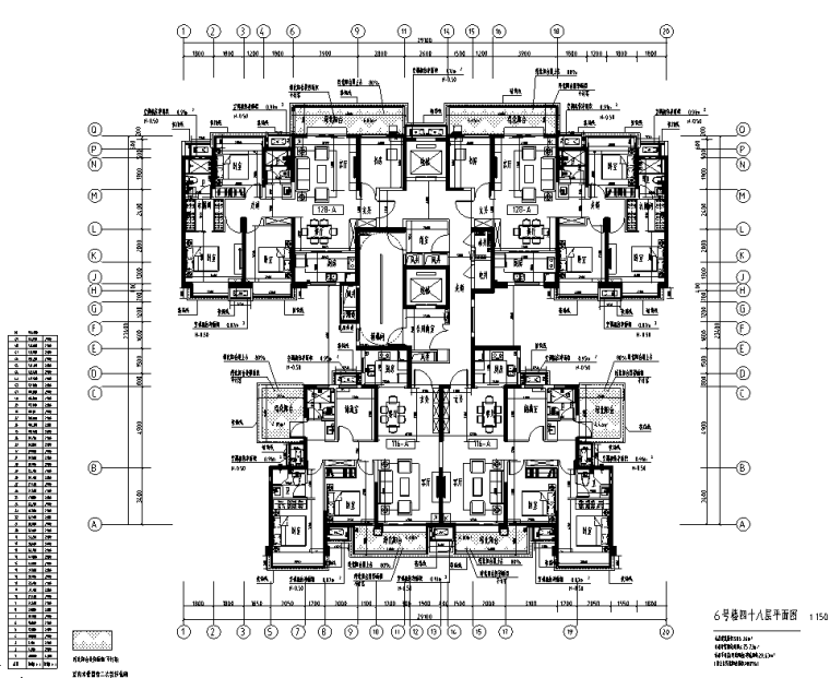 户型图标准层高清资料下载-广西50层高层住宅户型图设计