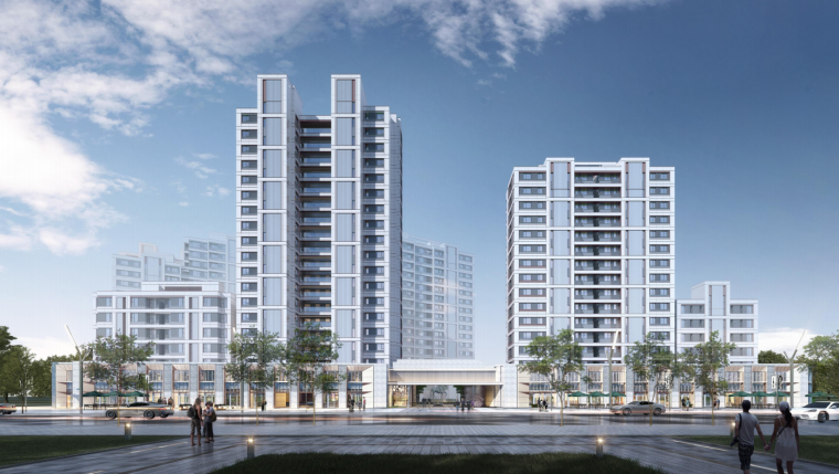 现代住宅效立面资料下载-[上海]现代典雅住宅+商业立面方案设计2020