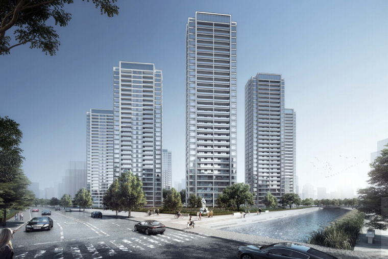 雨水花园设计原则资料下载-[江苏]现代山水花园-高层豪宅建筑方案2020