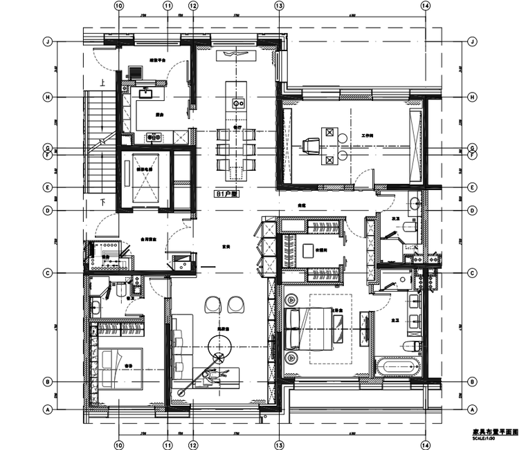 建筑机电样板资料下载-[北京]现代风180户型样板间装修施工+机电图