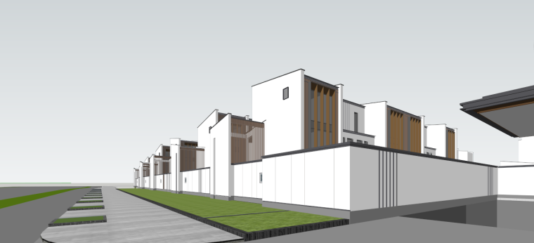 中式门户建筑su模型资料下载-中式合院别墅建筑SU模型