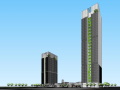 现代高层双子塔办公商业综合体建筑SU模型