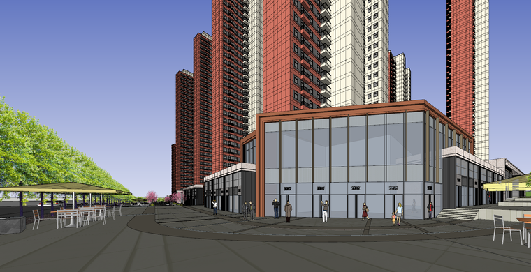 [山东]新古典风示范区整体 商业建筑su模型