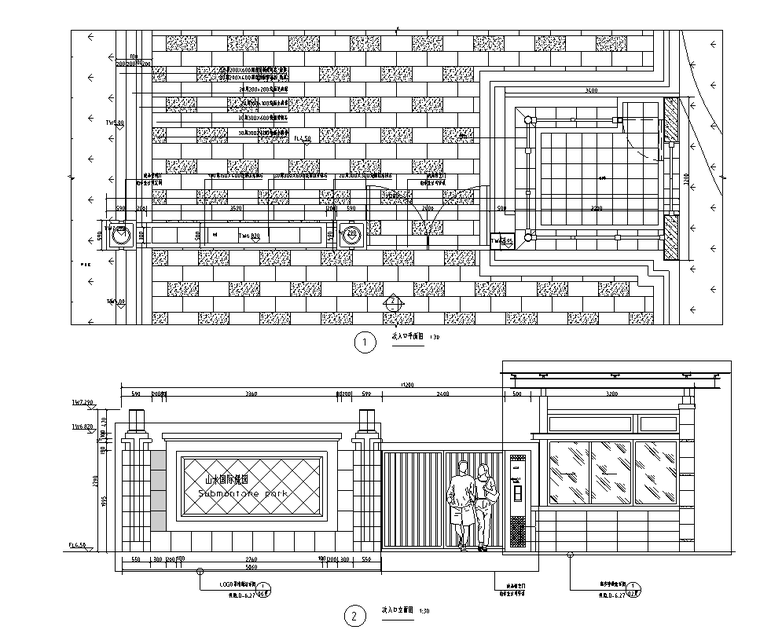 新中式住宅小区入口资料下载-住宅小区次入口做法详图设计