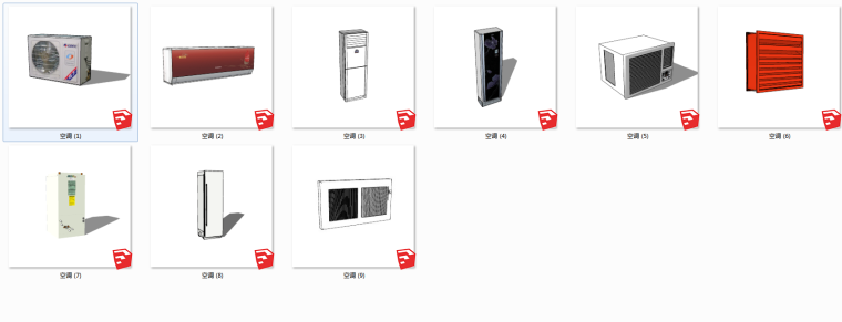 单体模型设计资料下载-9套室内单体空调su模型设计