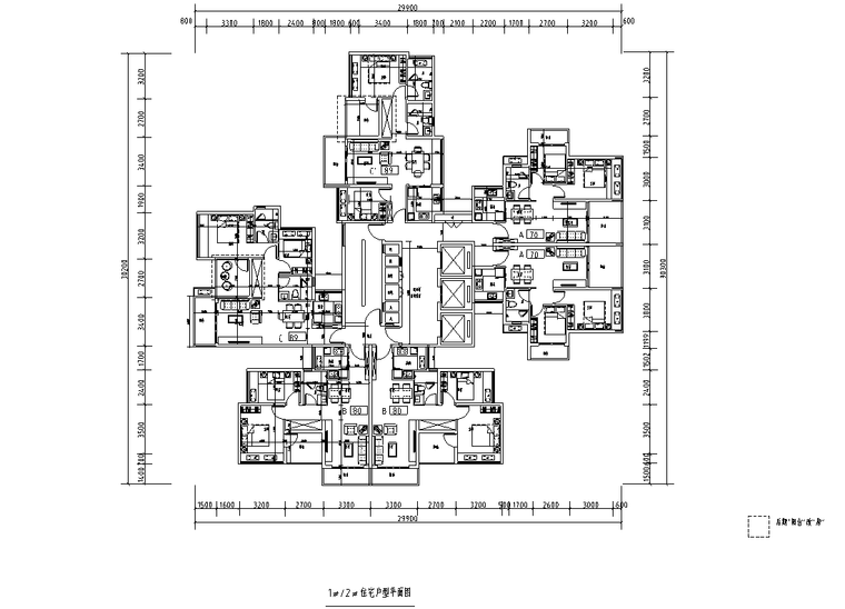 住宅设计户型图案例资料下载-[广东]大唐住宅户型图设计-2020年