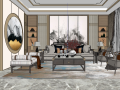 新中式风格客厅室内SU模型-2021年