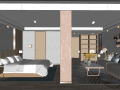 超精细模型酒店客房-床室内SU模型2021