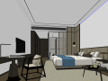 新中式酒店客房、卫生间空间室内SU模型2021