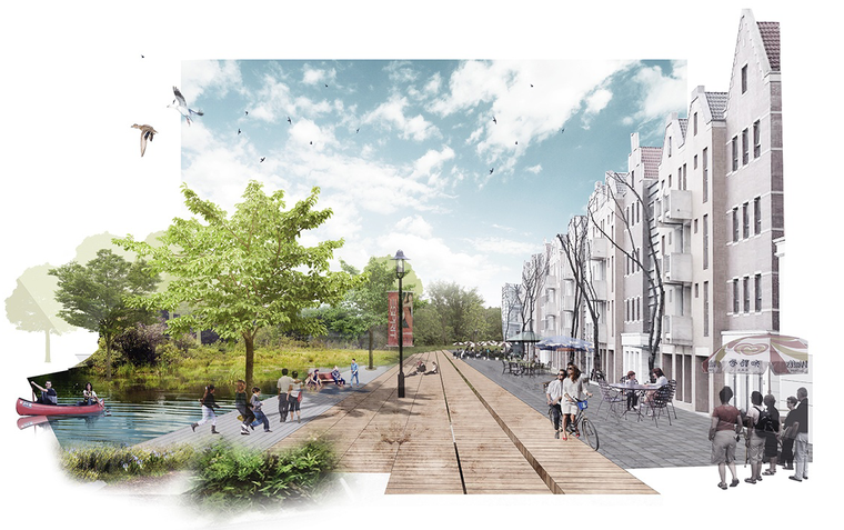 6套高级灰调拼贴风景观效果图psd素材