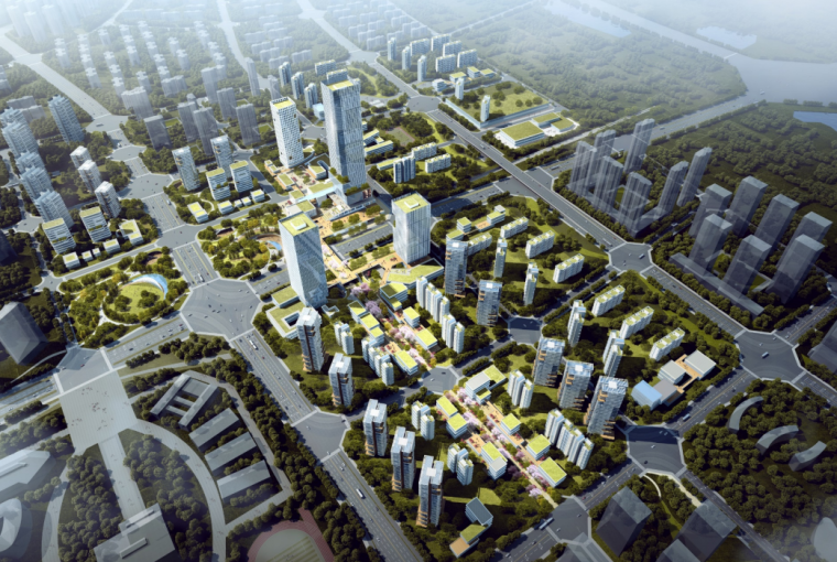 12层商务办公城市设计资料下载-TOD一体化高端生态住-商务办公区城市设计