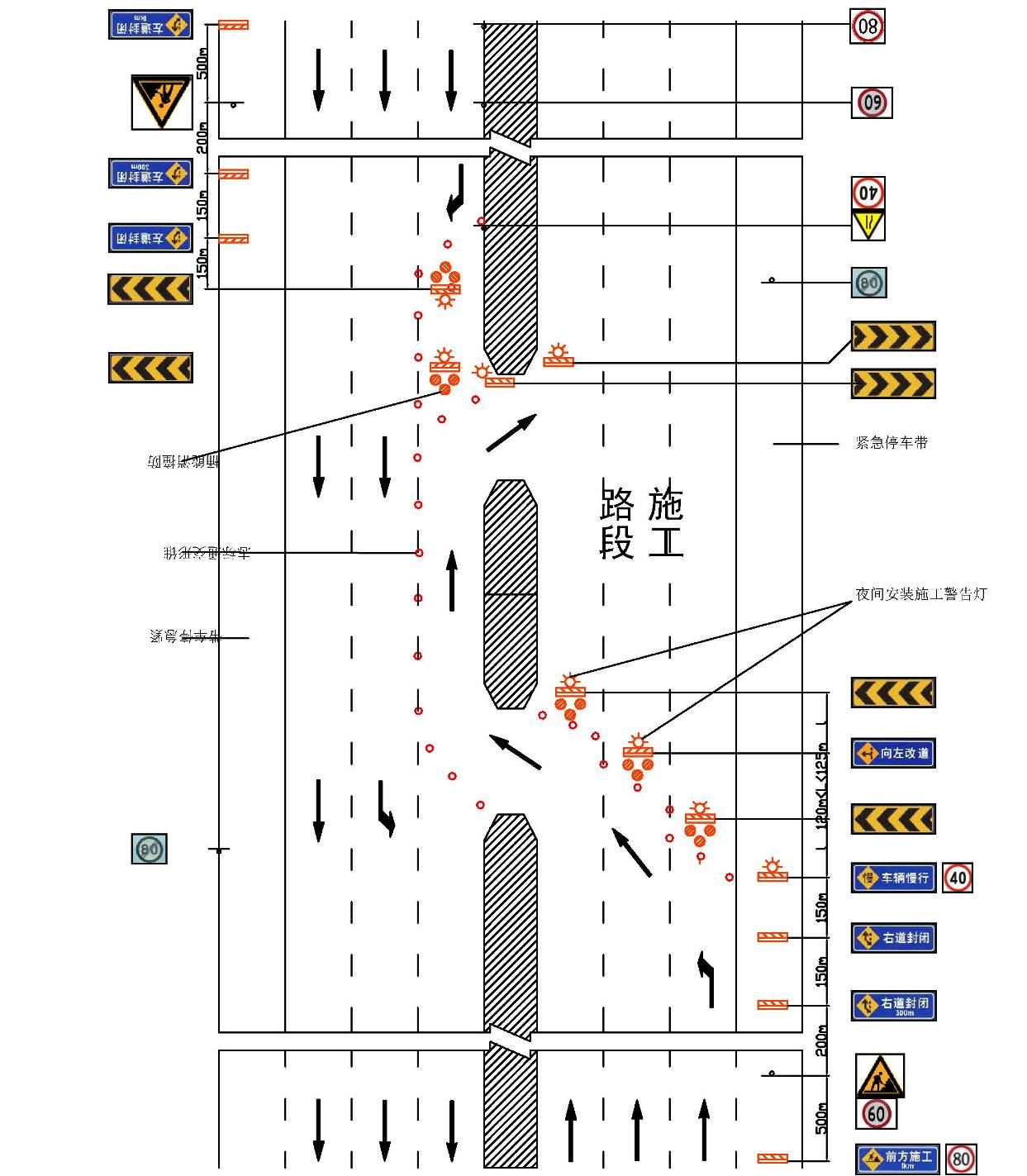 主路交通导改方案平面示意图png