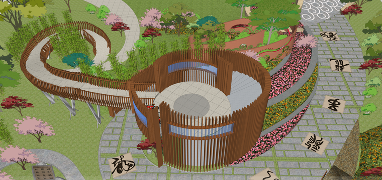 小游园景观su模型