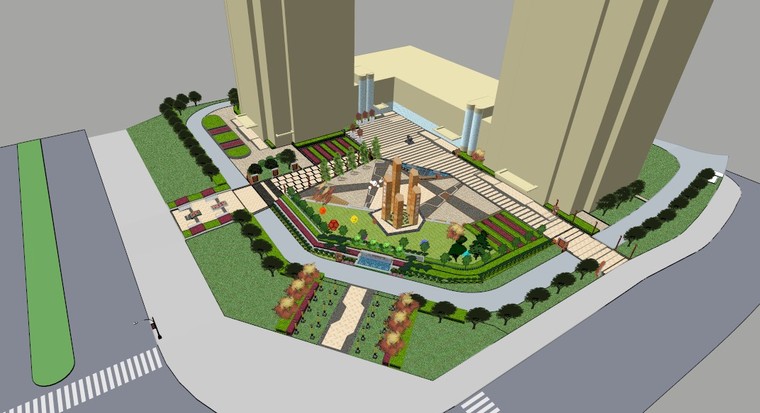 6套现代广场景观su模型