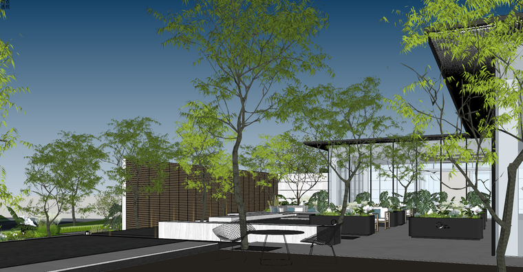 [浙江]杭州现代风樟宜翠湾住宅景观SU模型-sketchup模型-筑龙渲染表现论坛