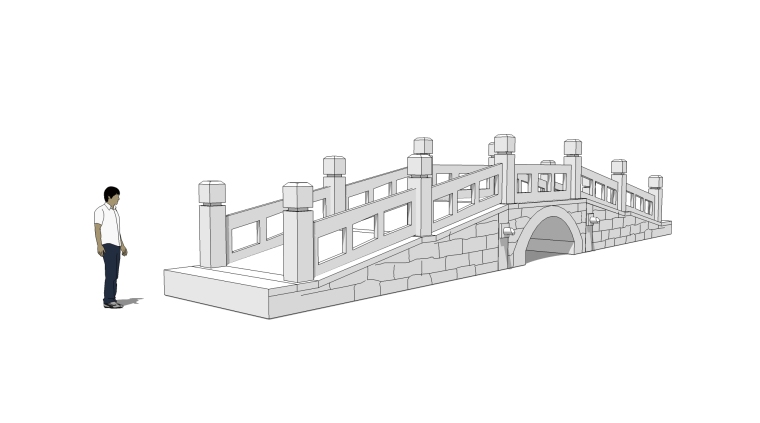 建筑模型制作素材资料下载-古建桥梁su模型素材