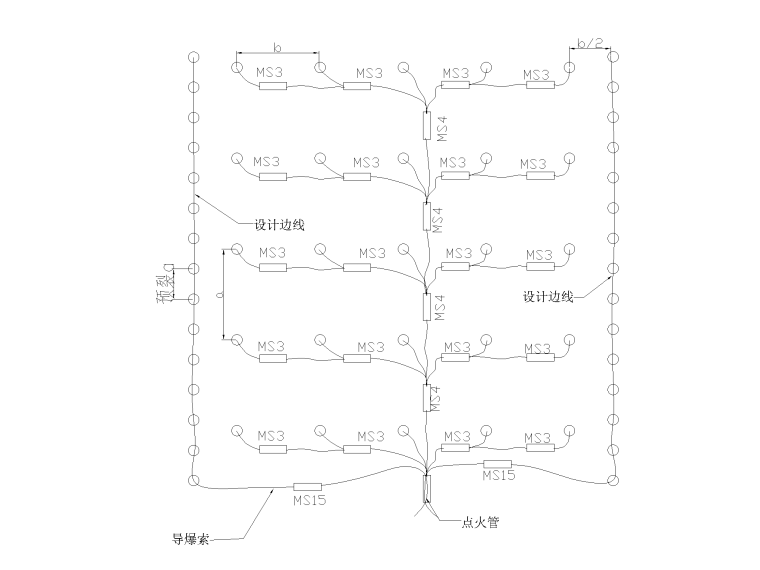 厂房基坑炮孔布置、起爆网络示意图.png