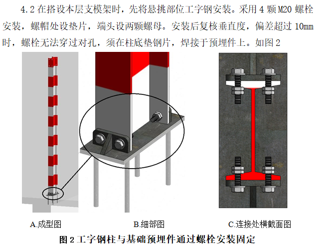 工字钢柱与基础预埋件通过螺栓安装固定.png