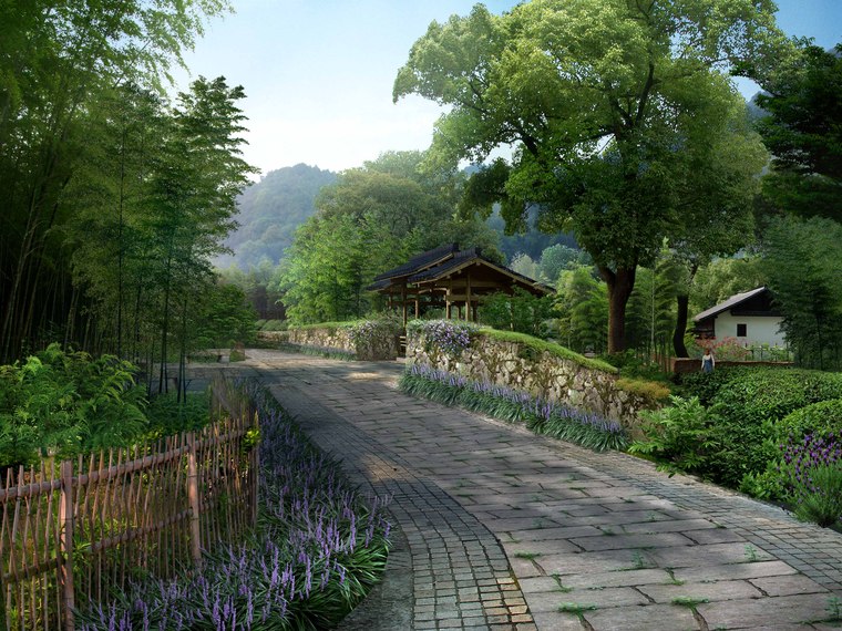 乡村旅游度假村效果图psd分层素材-配景素材-筑龙渲染表现论坛