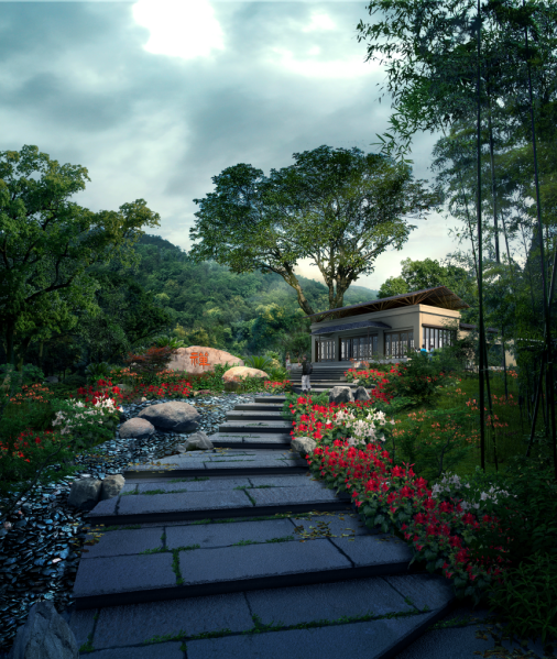 精品公园景观效果图psd分层素材