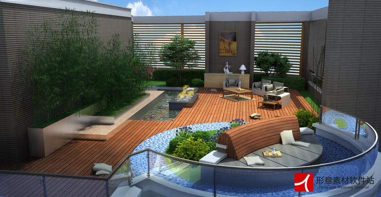 现代居住区景观效果图psd分层素材