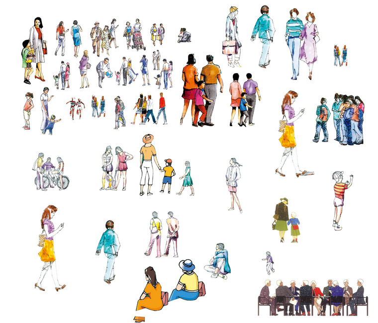 5套手绘人物景观psd素材