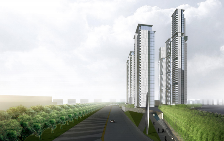 高层住宅方案概念设计资料下载-[湖北]滨水现代高层住宅概念规划方案2019