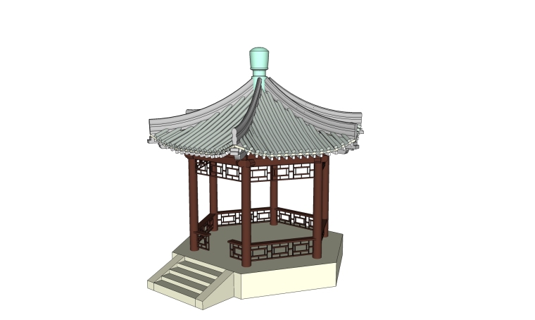 中式现代木质景观亭资料下载-新中式景观亭SU模型