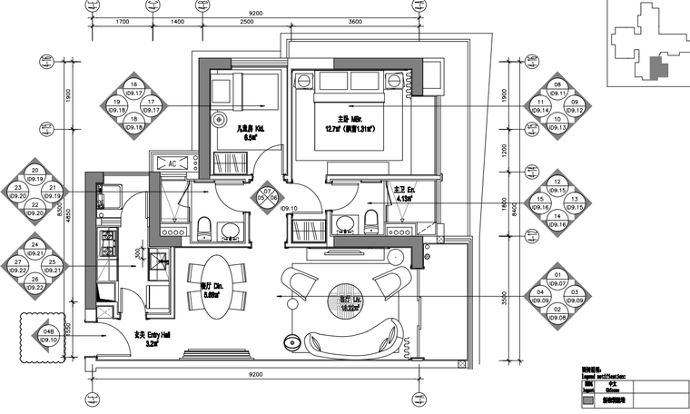 現代90㎡二室兩廳住宅樣板間裝修施工圖設計-住宅裝修-築龍室內設計論