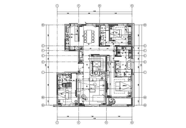 现代风样板房装修施工图资料下载-[河南]现代风280m²样板房豪宅装修施工图