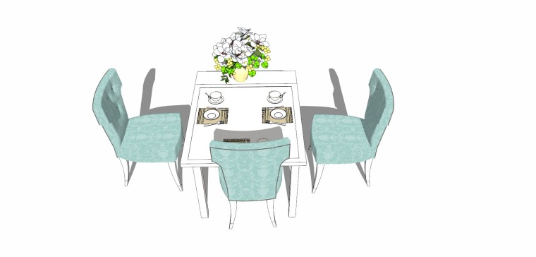 地中海风格装修设计案例资料下载-10个地中海风格餐桌椅室内SU模型