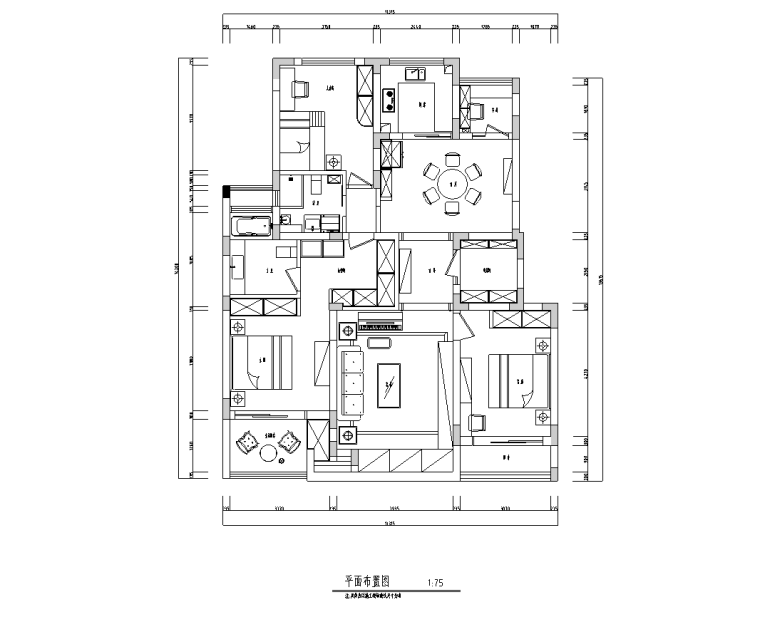 美式风格住宅装修资料下载-美式风格3室2厅2卫住宅装修施工图设计